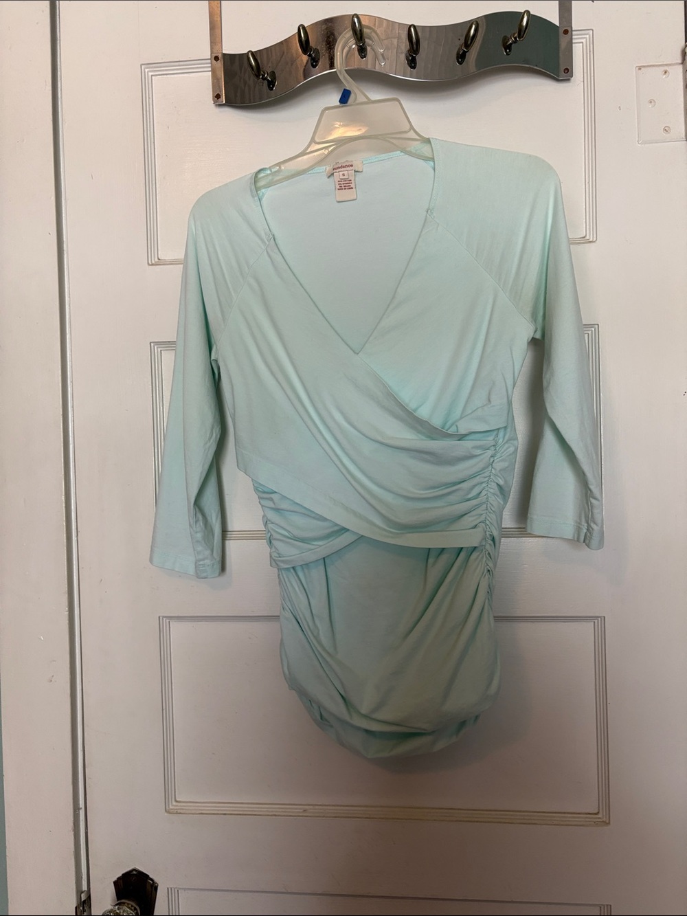 Sundance Women’s Vanessa Wrap Front Ruched Top Light Mint Size S